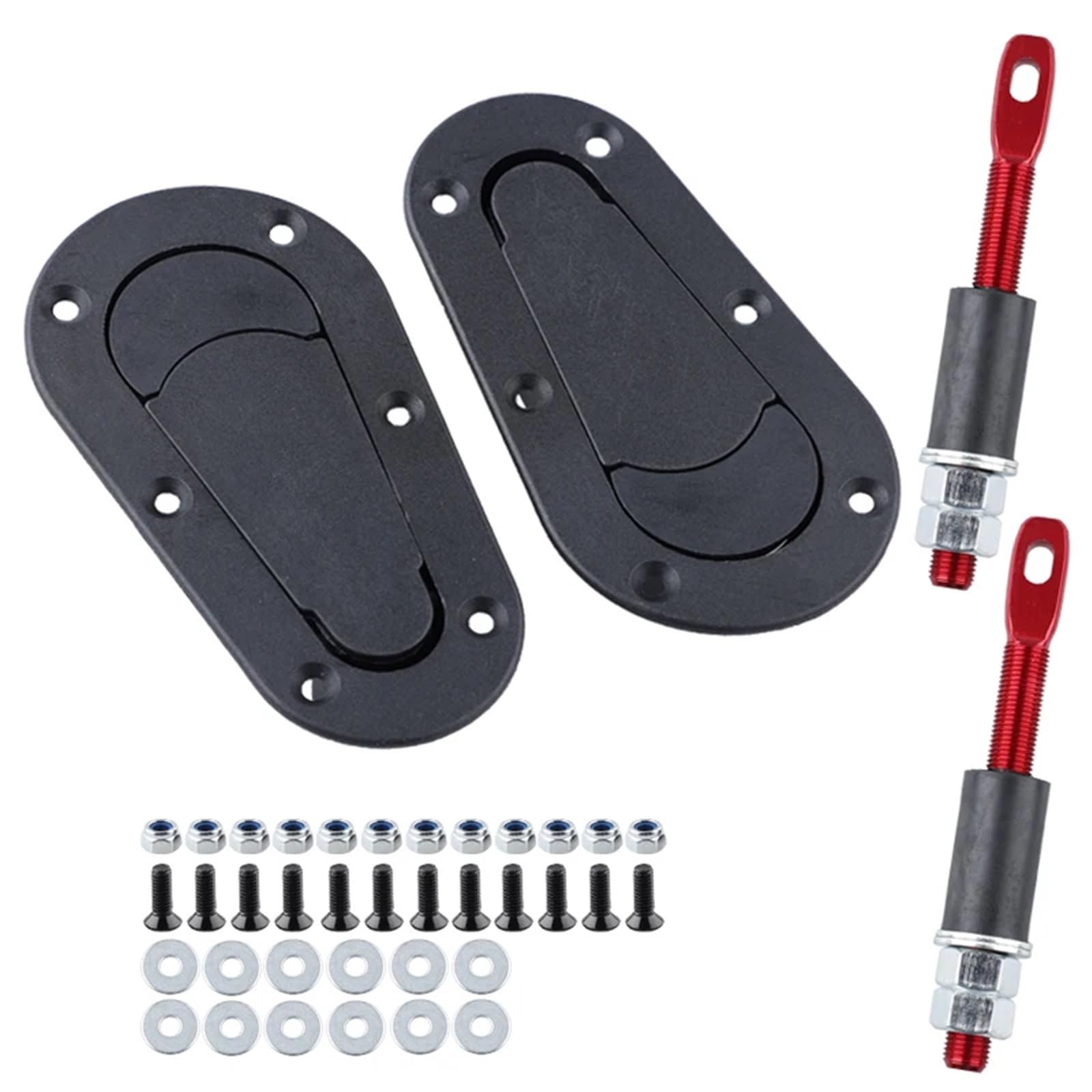 Quick Latch Hood Pins 2-Piece Universal Hood Lock Kit, Racing Style Pin & Latch in Black or Carbon Fiber(with Lock)