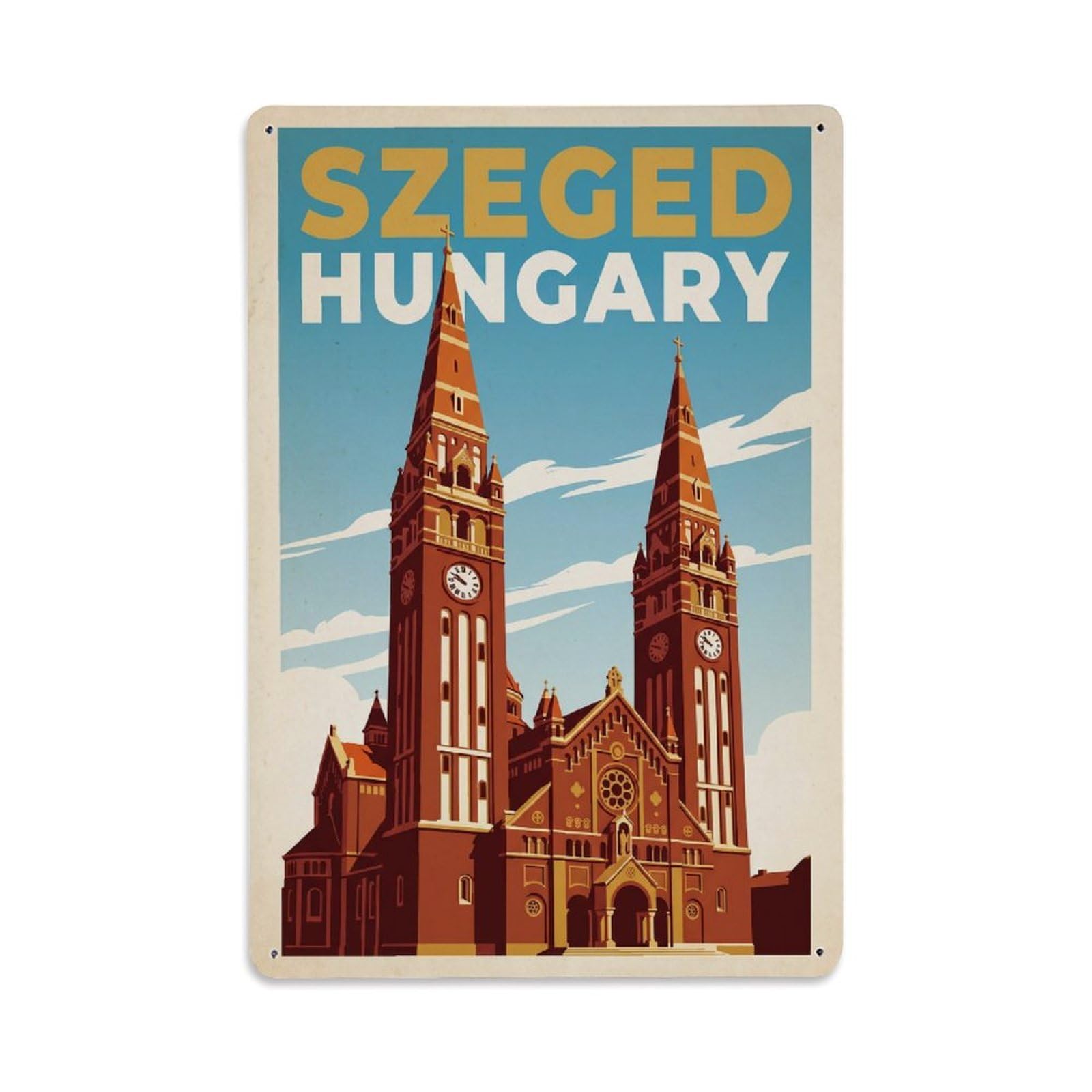 Hungary Szeged Vintage Travel Metal Tin Sign Plaque Wall Decor for Cafe, Club Bar, Office, Garden Metal Poster 8x12Inch
