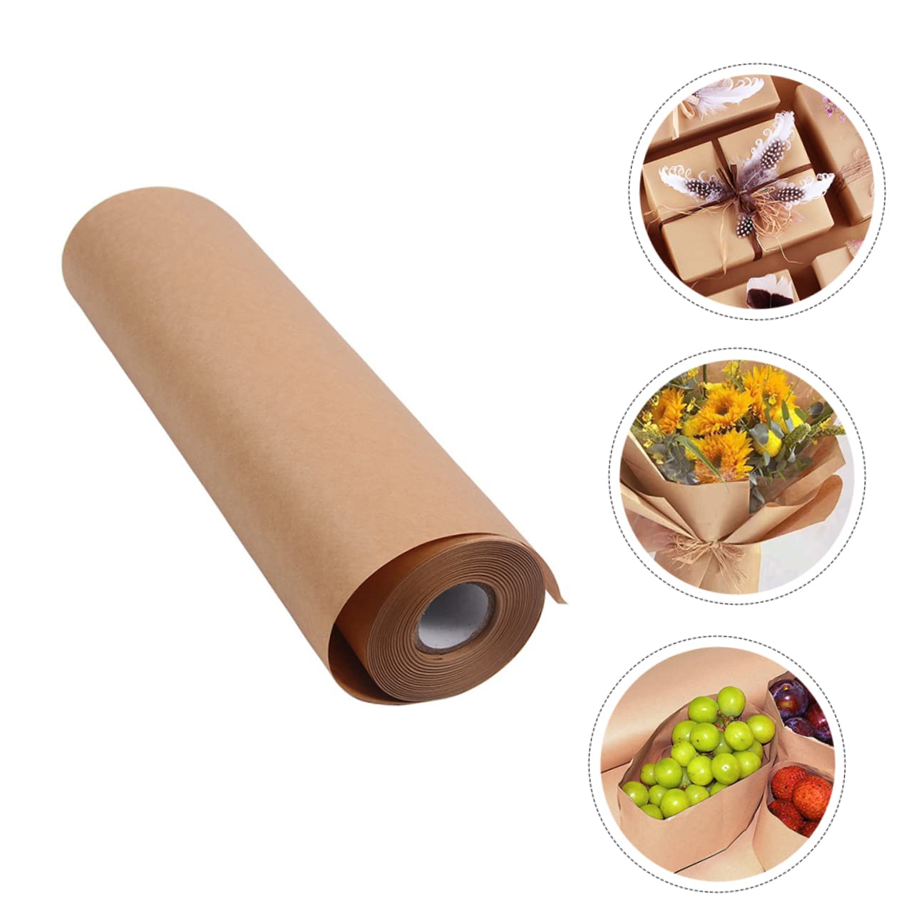 ULDIGI Rouleau de Papier Kraft Marron Papier Résistant et Protecteur 45cm X 30m pour Emballage Présent et Loisirs Créatifs pour Bouquets et Emballages