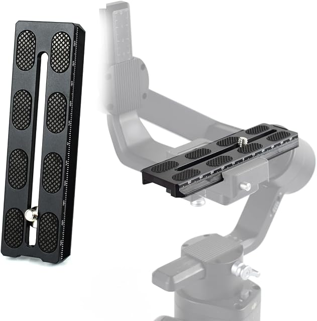 Plaque de libération rapide en aluminium 120mm pour DJI Ronin SC Gimbal, plaque de montage Camera compatible Arca-Swiss avec trou de 1/4" pour trépied de stabilisateur gimbal