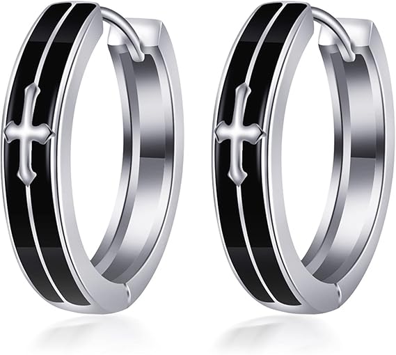 Amazon 限定商品 ピアス メンズ フープ ピアス リング 黑 王の栄光 18金 ピアス 金属アレルギー対応 ピアス シルバー925 ピアス 男性 アクセサリー プラチナ仕上げ ピアス 通販