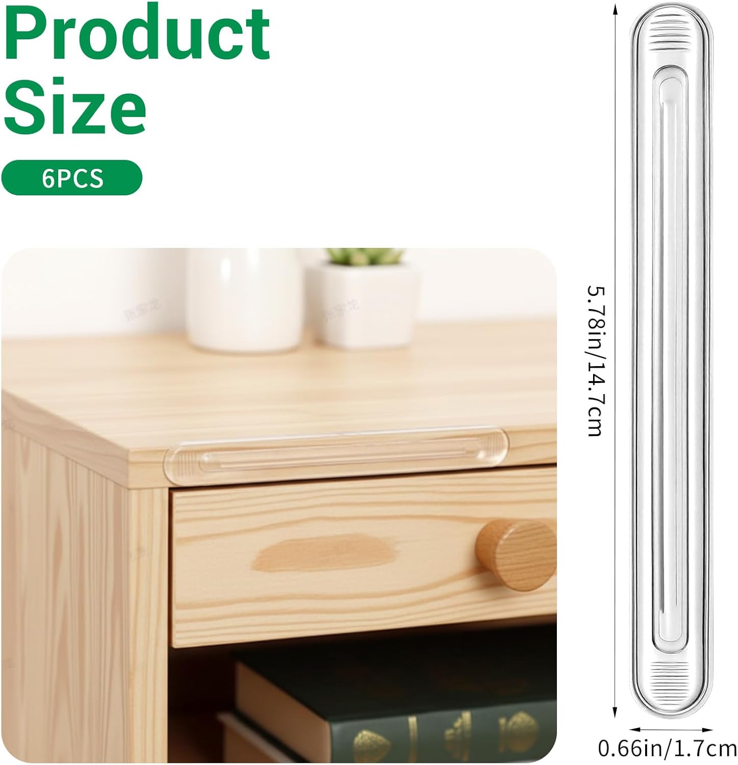 Clear Furniture Rubber Bumpers Self Adhesive 6 Pack (6 Long), Shimmeroo Backed Silicone Rubber Pads for Chair Cabinet Shower Door Drawer Toilet Lid Car Door Guard