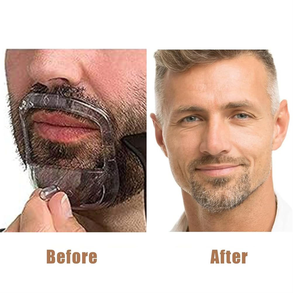 Beard Shaper Goatee Mustache Grooming Tool Face Hair Styling Template for Man - Transparent - 5 PCS/Set (Transparent)