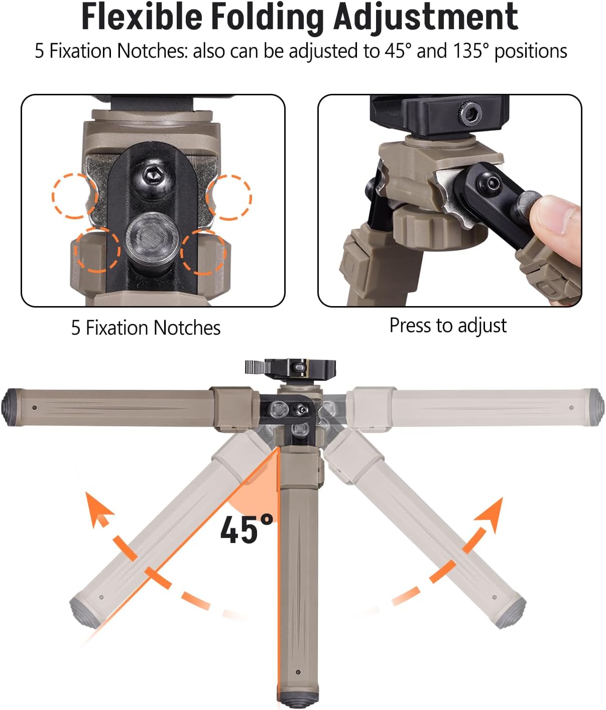 MidTen Picatinny Bipod Quick Release Rifle Bipod 360 Degrees Adjustable Bipods for Rifles Foldable Legs Lightweight for Outdoor