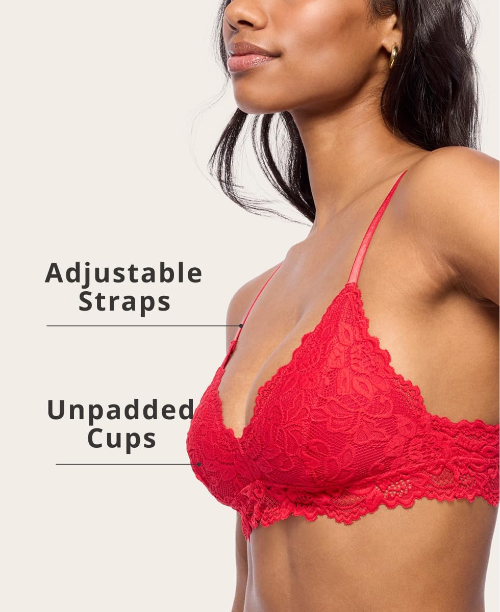 Katie Triangle Bralette for Women, Unpadded and Unlined Wireless Bra, Perfect Adjustable Everyday Lace Lingerie - Image 4