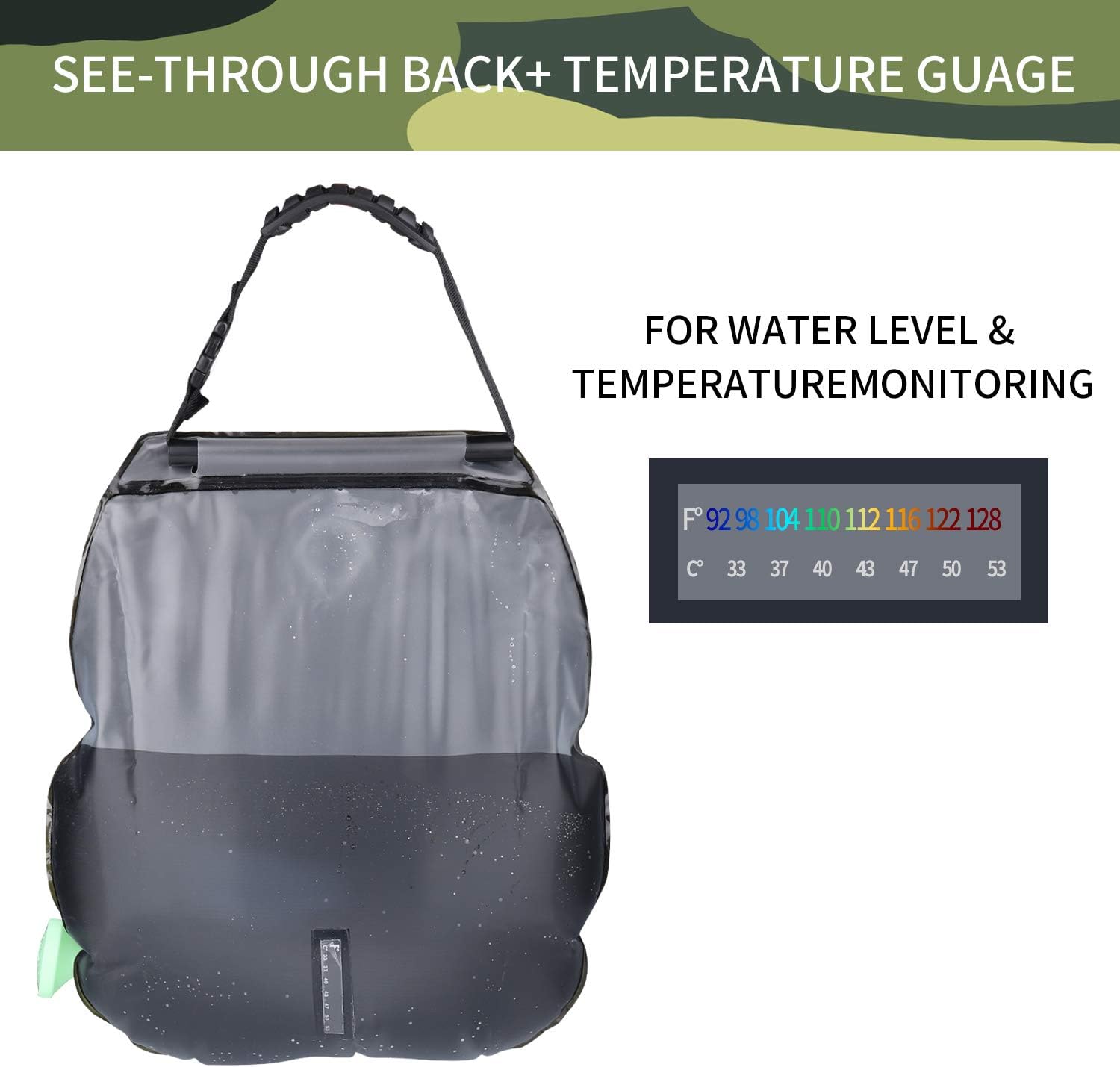 ファッションデザイナー T G Y キャンピングソーラーシャワーバッグ ポータブルソーラーヒーティング 5ガロン l オン オフ切り替え可能シャワーヘッド アウトドア旅行ハイキング用 Mda33 Fr