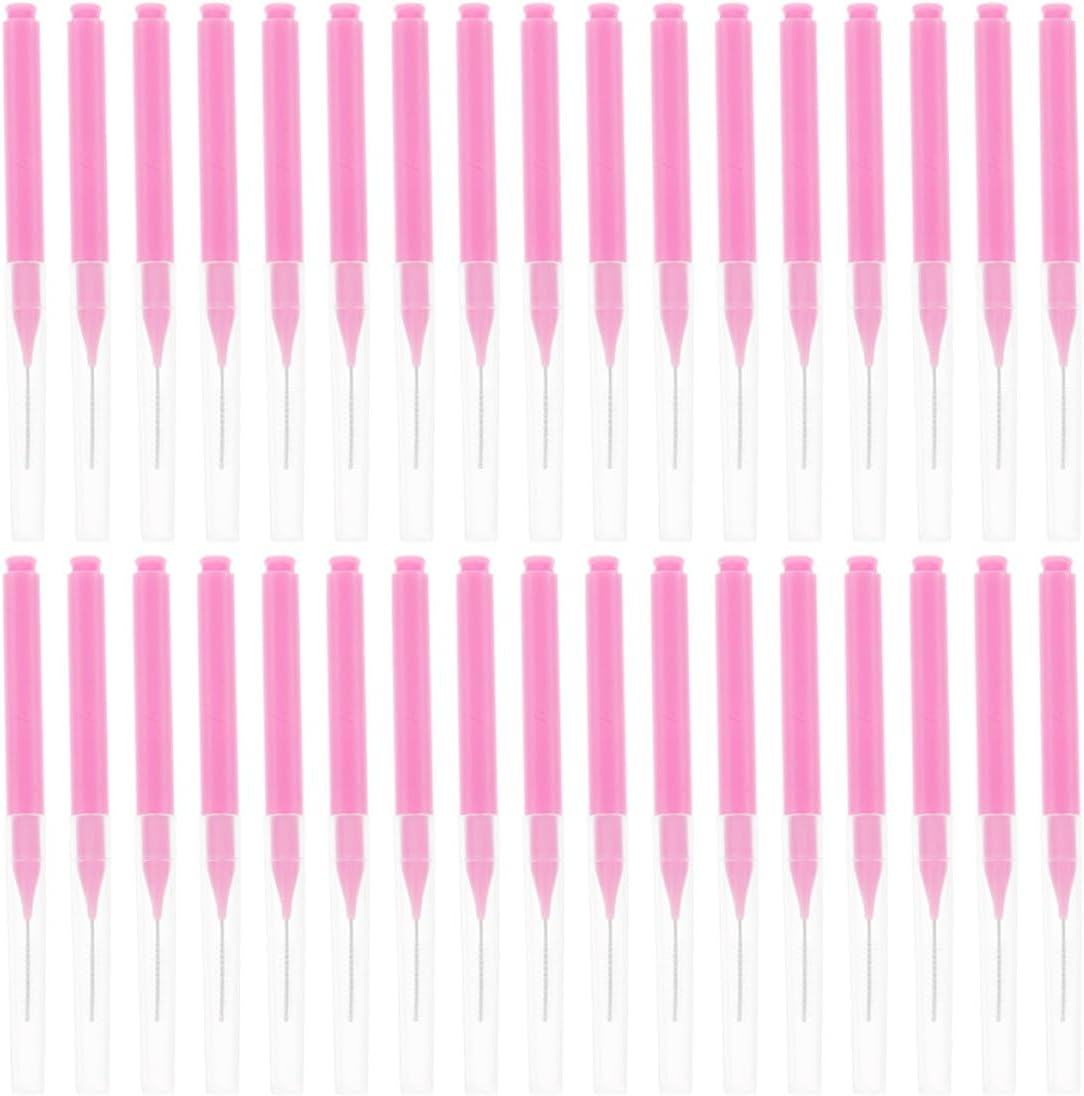 200pcs Pink Interdental Brushes Small Tooth Flossing Brush for Braces Oral Cleaning Gum Toothpicks with Storage Case for Precise Plaque Removal