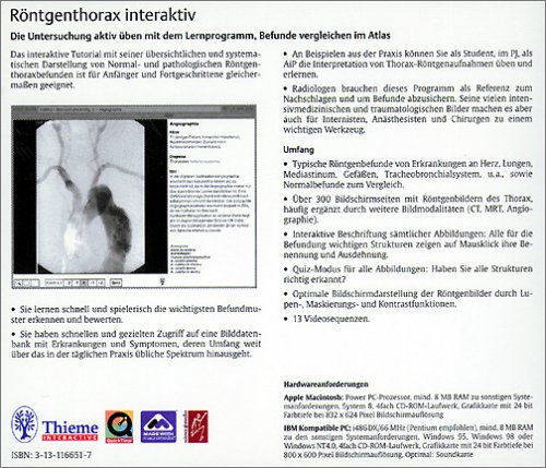 Röntgenthorax interaktiv (CD-ROM): Die Untersuchung aktiv üben mit dem Lernprogramm Befunde vergleichen im Atlas