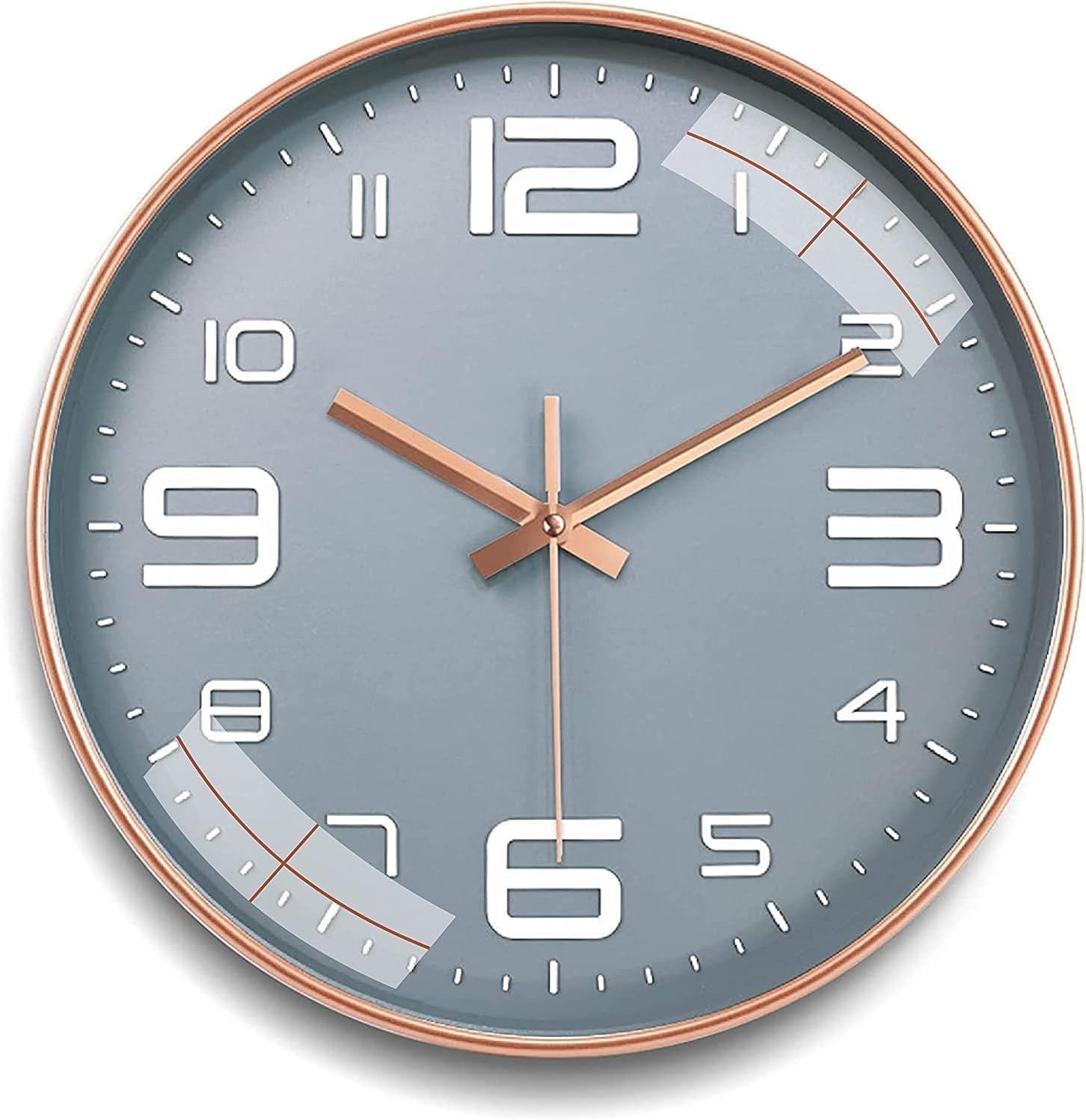 Wall Clock Silent Quartz Decorative Latest Wall Clock Non-Ticking Classic Clock Battery Operated Round Easy to Read for Room Home Kitchen Bedroom Office School Analog (Grey Gold)