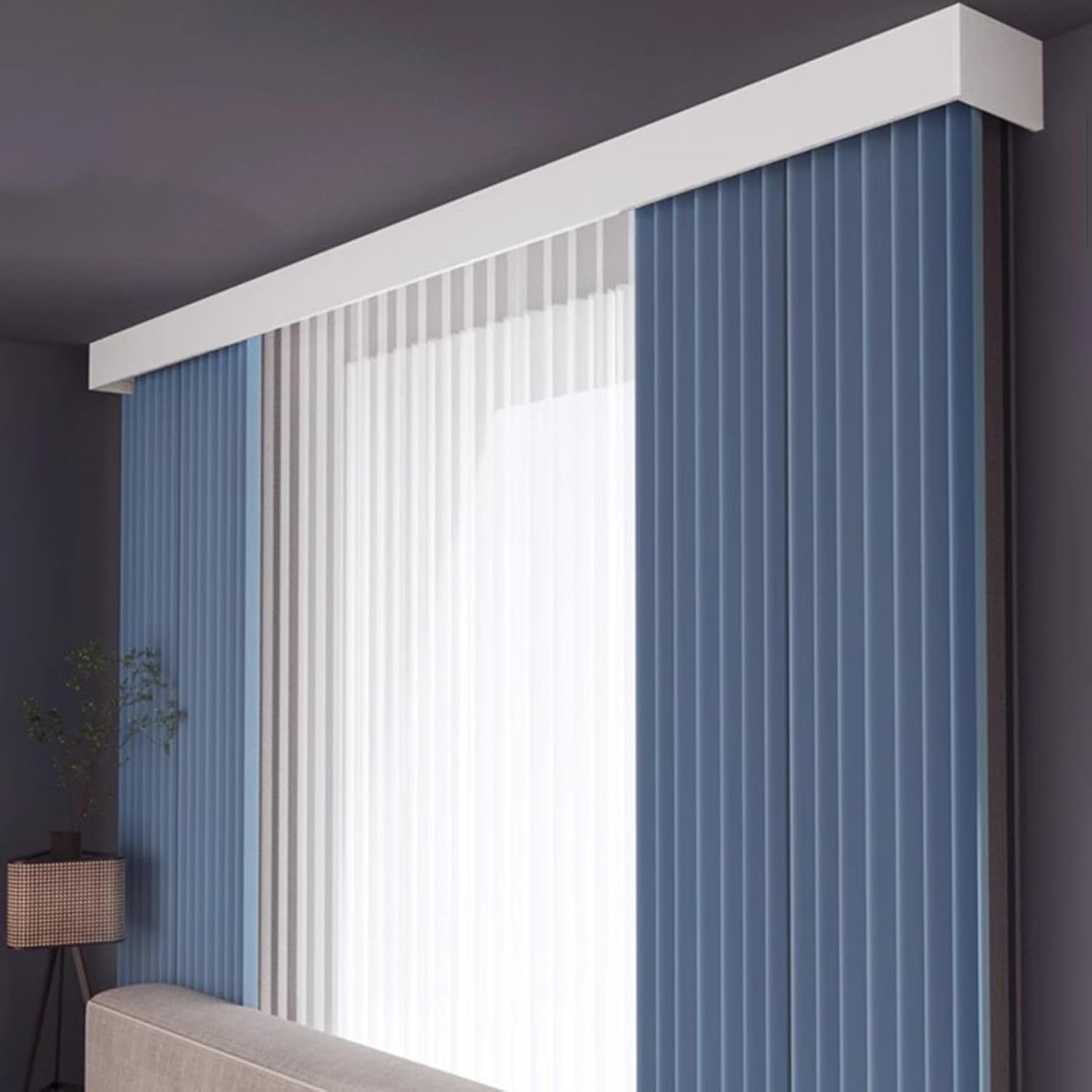 Double Track Curtain Rail Kit for Ceiling/Window Mount - 24ft Room Divider Curtain Rod with Valance Pelmet for Living Room - Adjustable Ceiling Track System