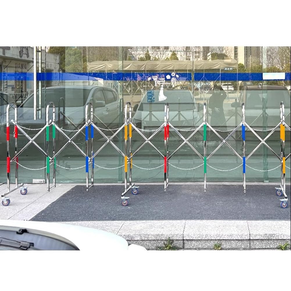 GDMDPTE Expandable Metal Barricade, Safety Barrier with Casters, Mobile Barrier Gate for Kindergartens, Schools, and Shopping Malls(1.1x2m)