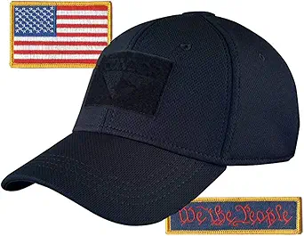 Condor Fitted Tactical Cap Bundle - We The People & USA Patches - Choose Size