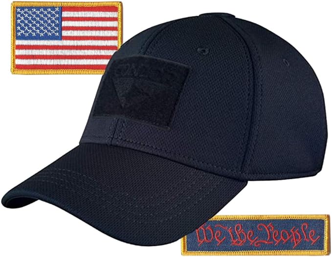 Condor Fitted Tactical Cap Bundle - We The People & USA Patches - Choose Size