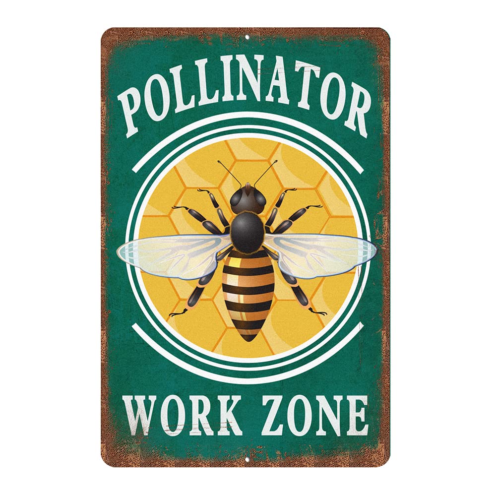 Vintage Garden Signs pollinator work zone Retro Yard Metel Tin Signs outdoor Aluminium Wall Decor