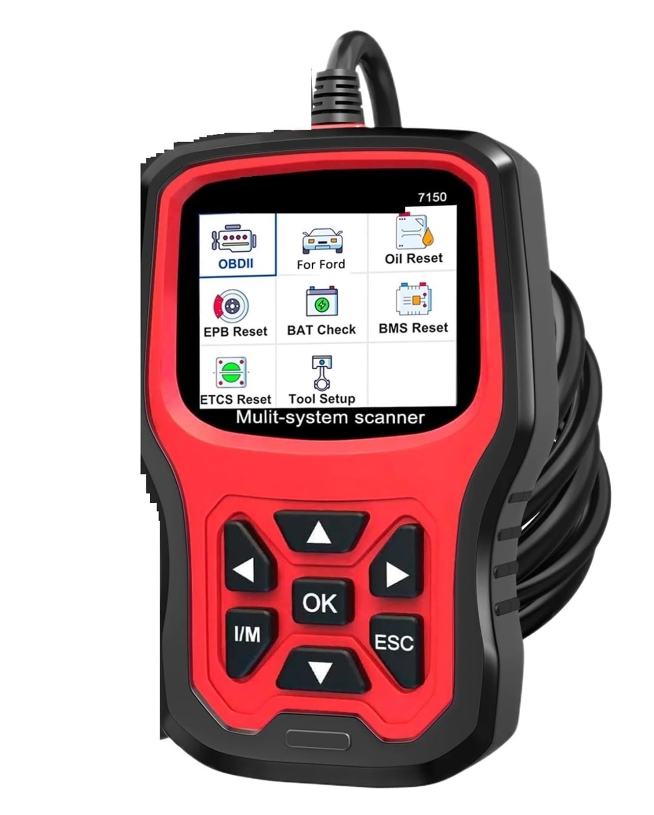 Czytnik kodów, 7150 OBD2 Scanner Pełny system Czytnik kodów ABS SRS TPMS ETC Reset Narzędzie diagnostyczne Wielojęzyczny do sprawdzania silnika samochodu
