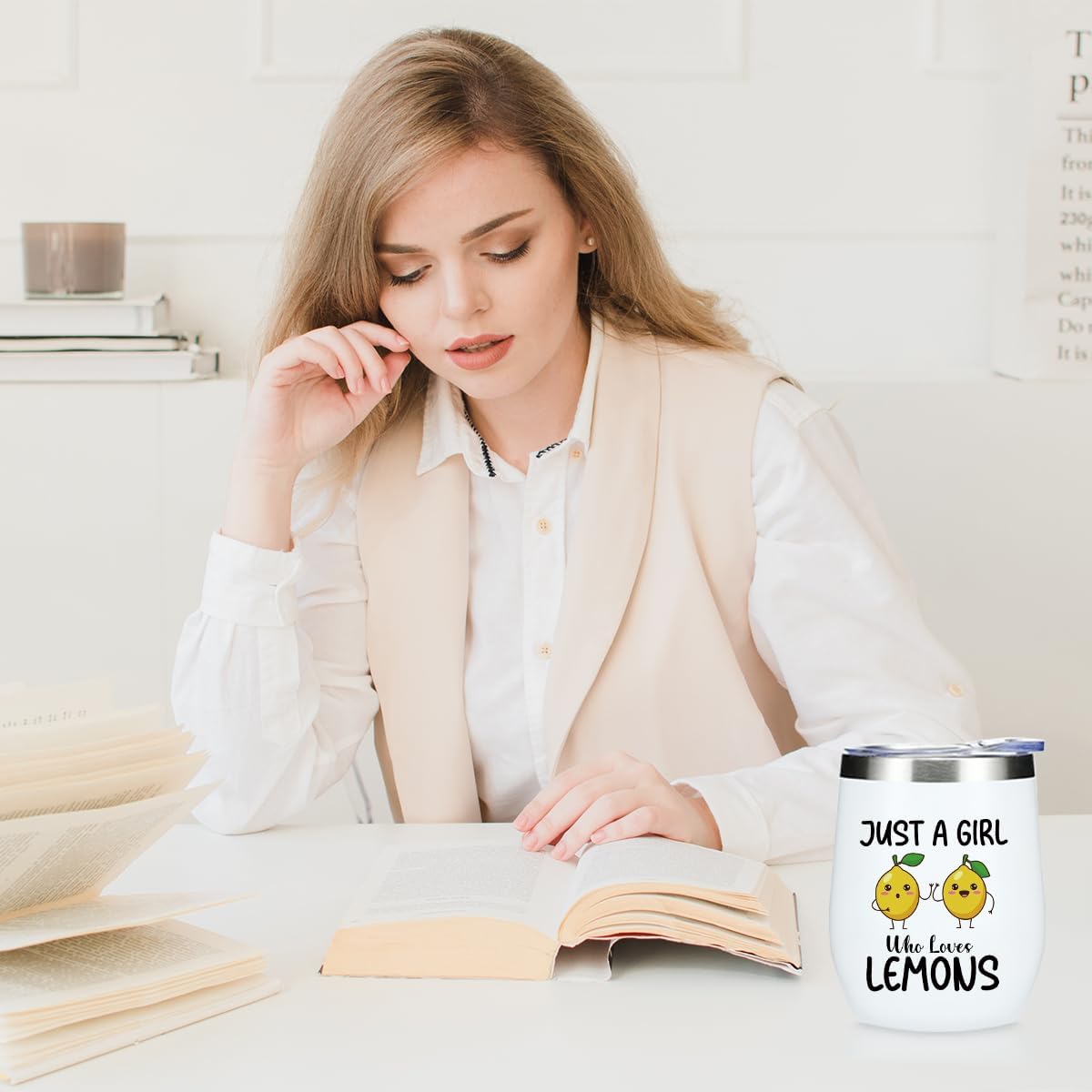 Funny Lemon Gifts, Cute Lemon Lovers Gift, Wine Tumbler Insulated Wine Glasses 12 oz Tumbler with Lid for Women Fruit Lover Girls Bestie Daughter Best Friend Sister Birthday Friendship Christmas - Image 4