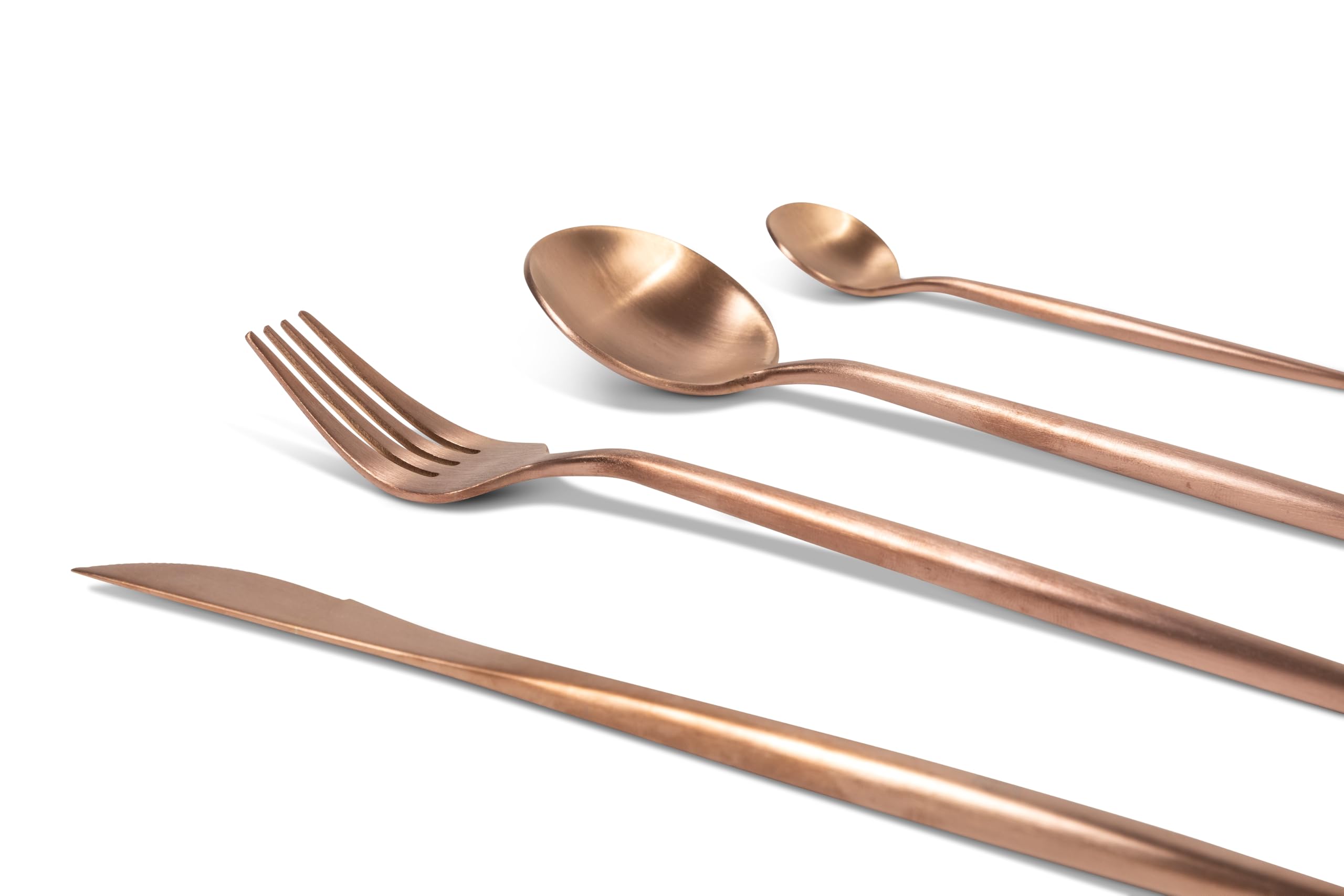VIDI Ferro Set de Couverts Or Rose | Service de Table 6 Personnes | Couverts de luxe 24 pièces | Cuillères, Fourchettes, Couteaux, Cuillères à café | Acier inoxydable | Passe au Lave-vaisselle