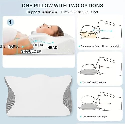 Miniatura 2 de GOWENIC Almohada cervical para el cuello, almohada ergonómica de contorno lateral para soporte de cuello, espuma viscoelástica, algodón de rebote