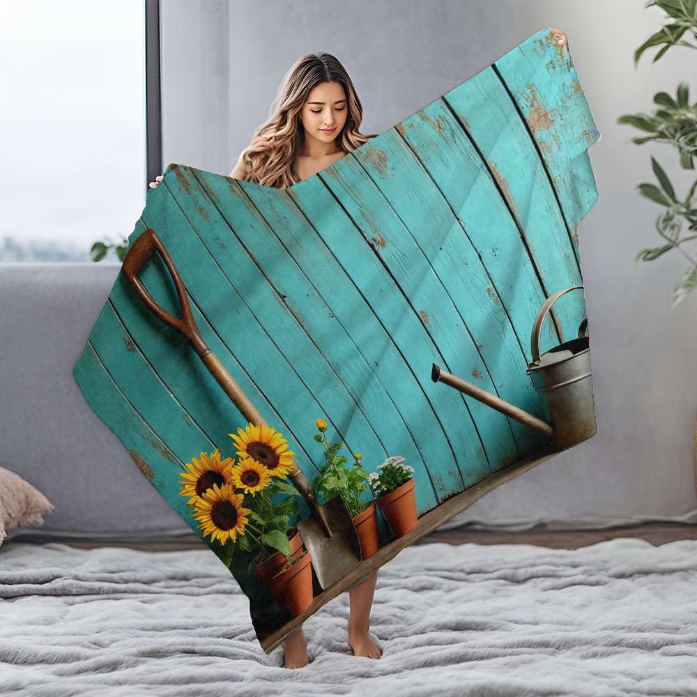 Couverture douce en flanelle plaid lit king size tournesols