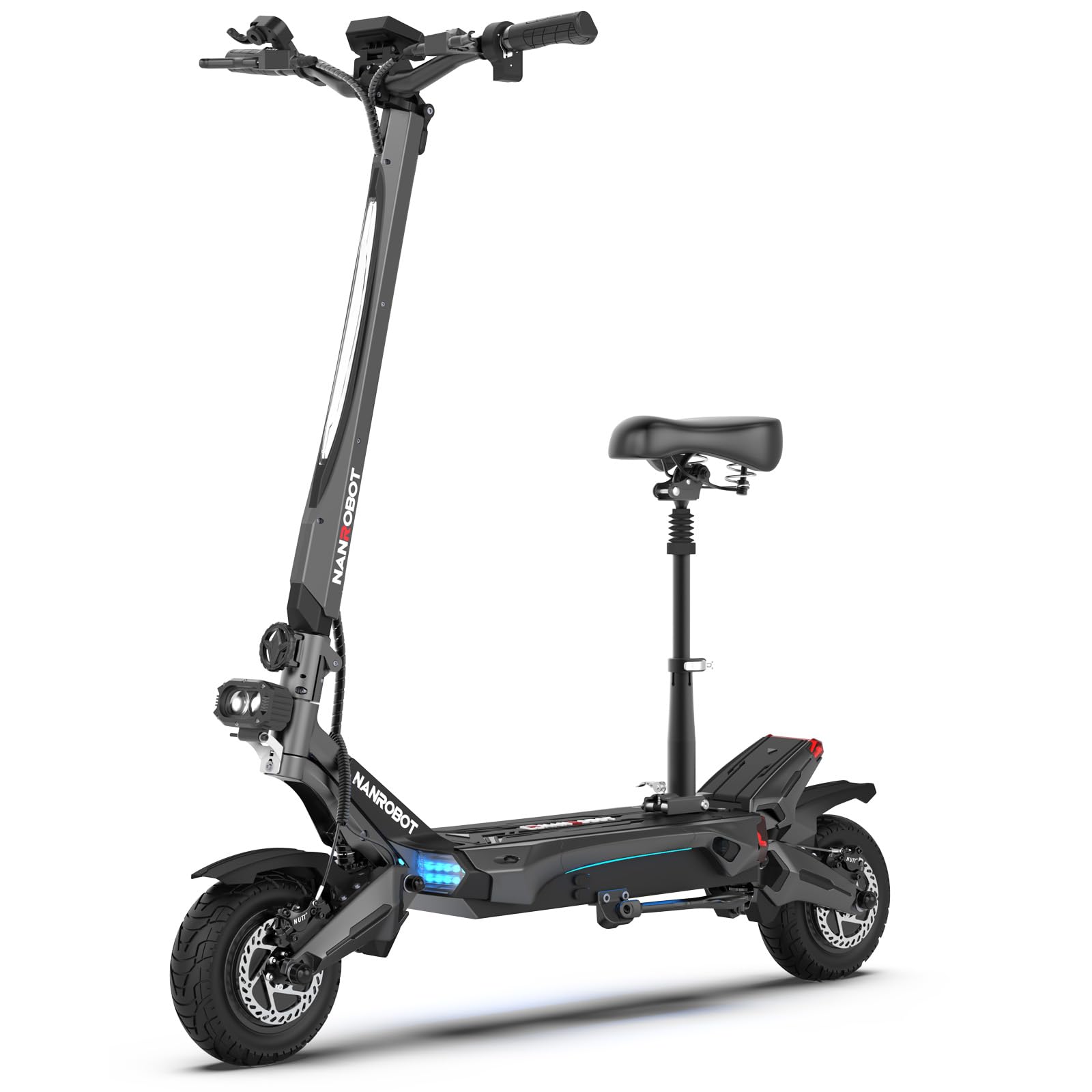 NANROBOT Electric Scooter Adults 50mph Dual Motor Electric Scooter with Suspension 80Miles Range Fast Sports Escooter Folding 10" Off Road Tires 330LBS Max Load Complies with UL2272 Certification