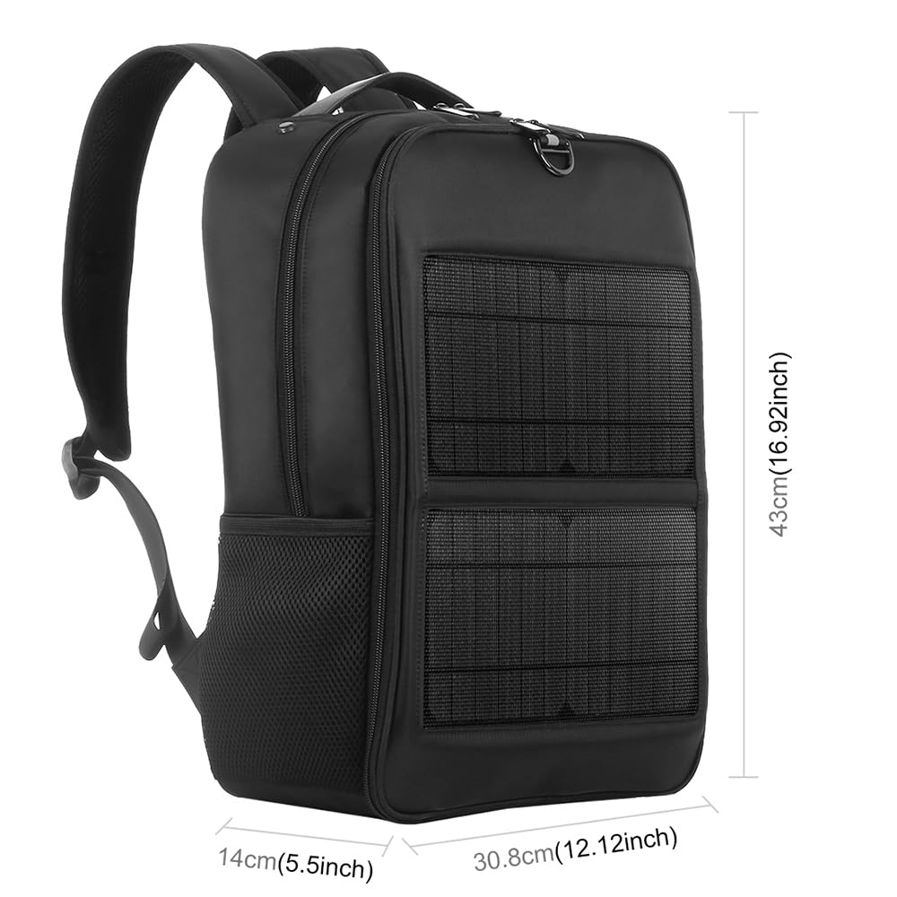 FLEXMAN 5V 14W Speciatura Solare, Borsa da Viaggio in Nylon a Prova di Acqua con Pannello Solare Dual USB, Zaino per Esterni di Grande Capacità per le Campeggio Craging da Trekking