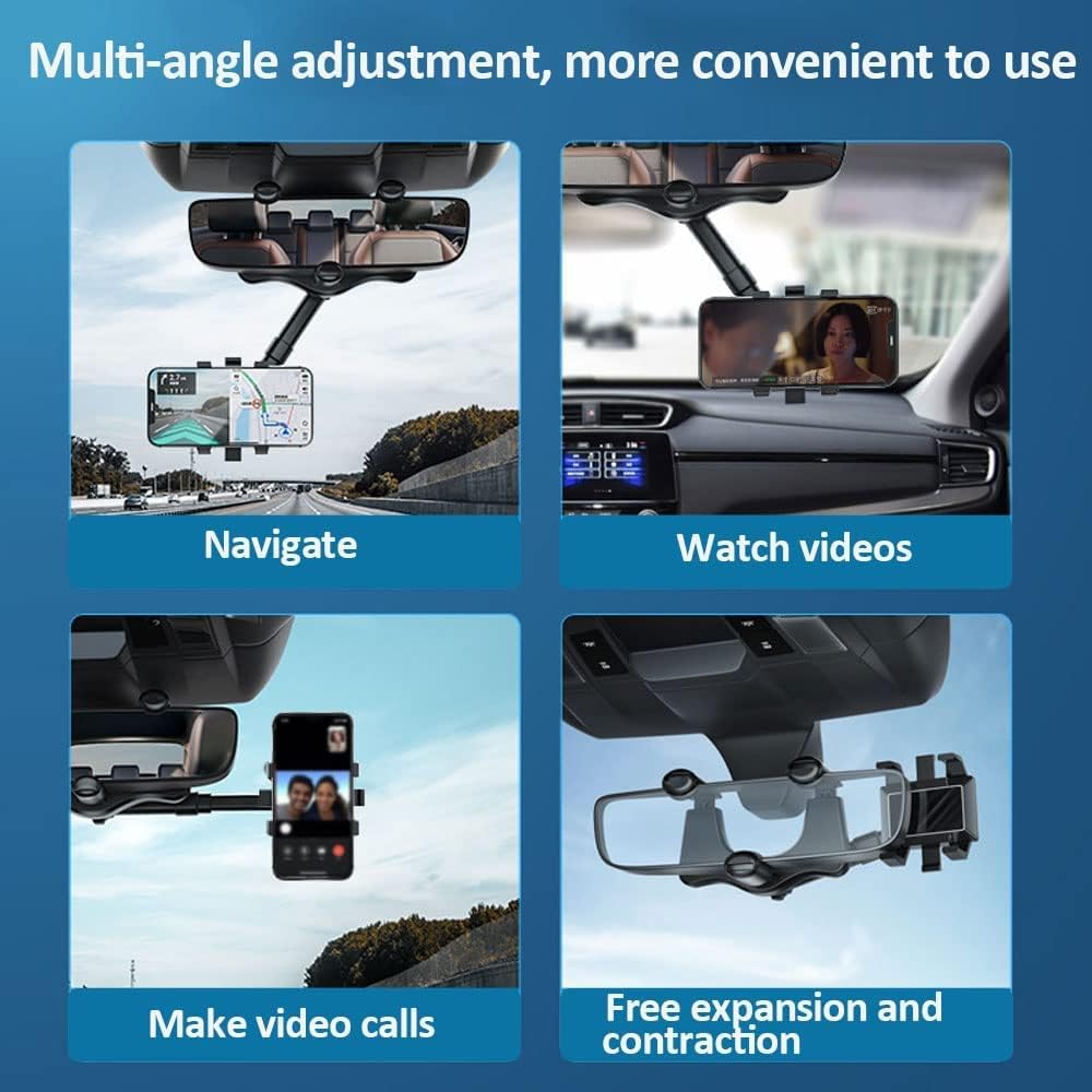 CELLMASTER DriveEase Multifunctional Car Mirror Mobile Holder β Versatile Rear View Mirror Mount for Vlogging & Navigation