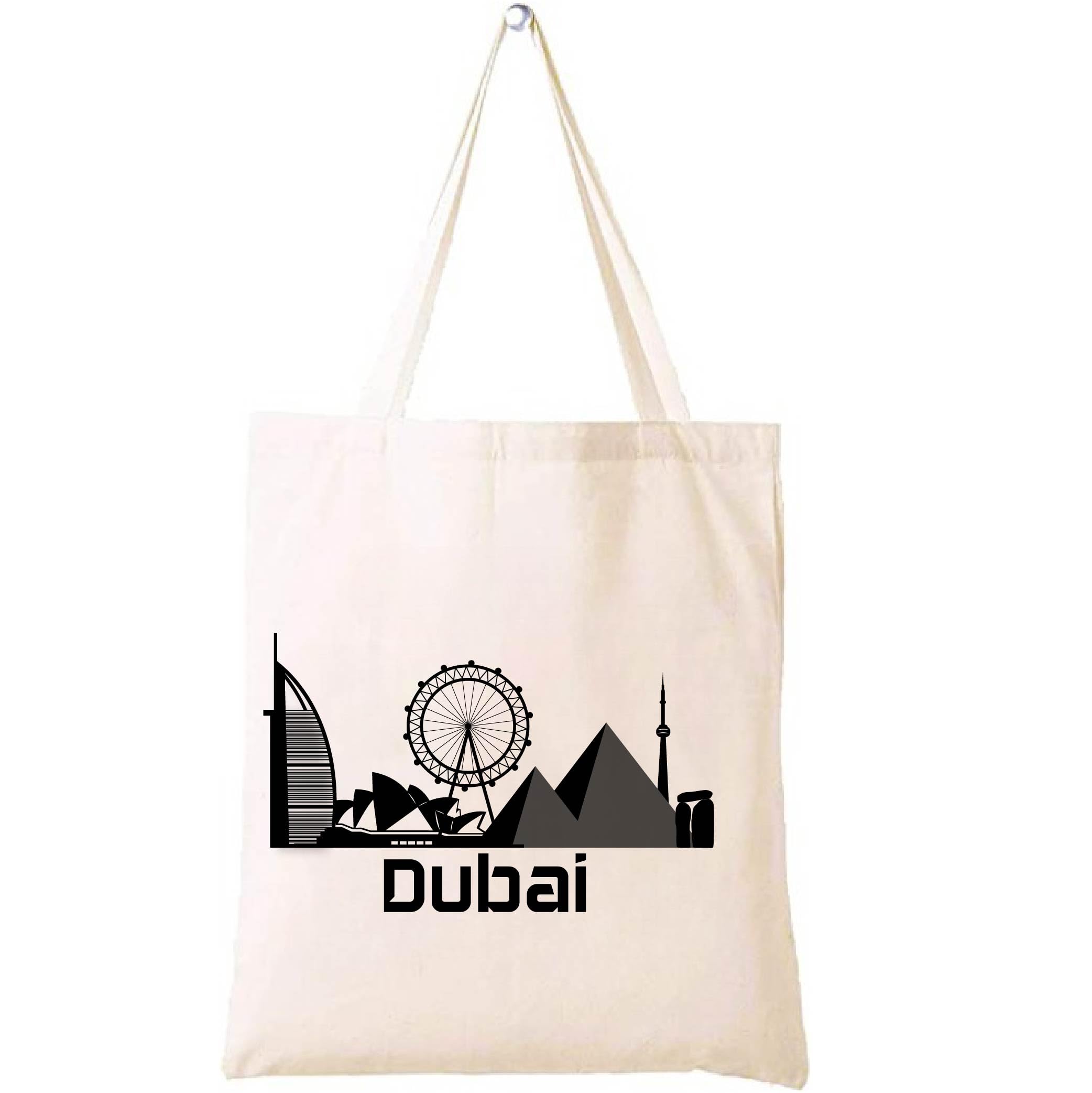 Cotton Tote Bag with Dubai Skyline Design - Eco-Friendly Souvenir and Travel Accessory - Great Gift and Travel Companion - Perfect for Shopping and Everyday Use