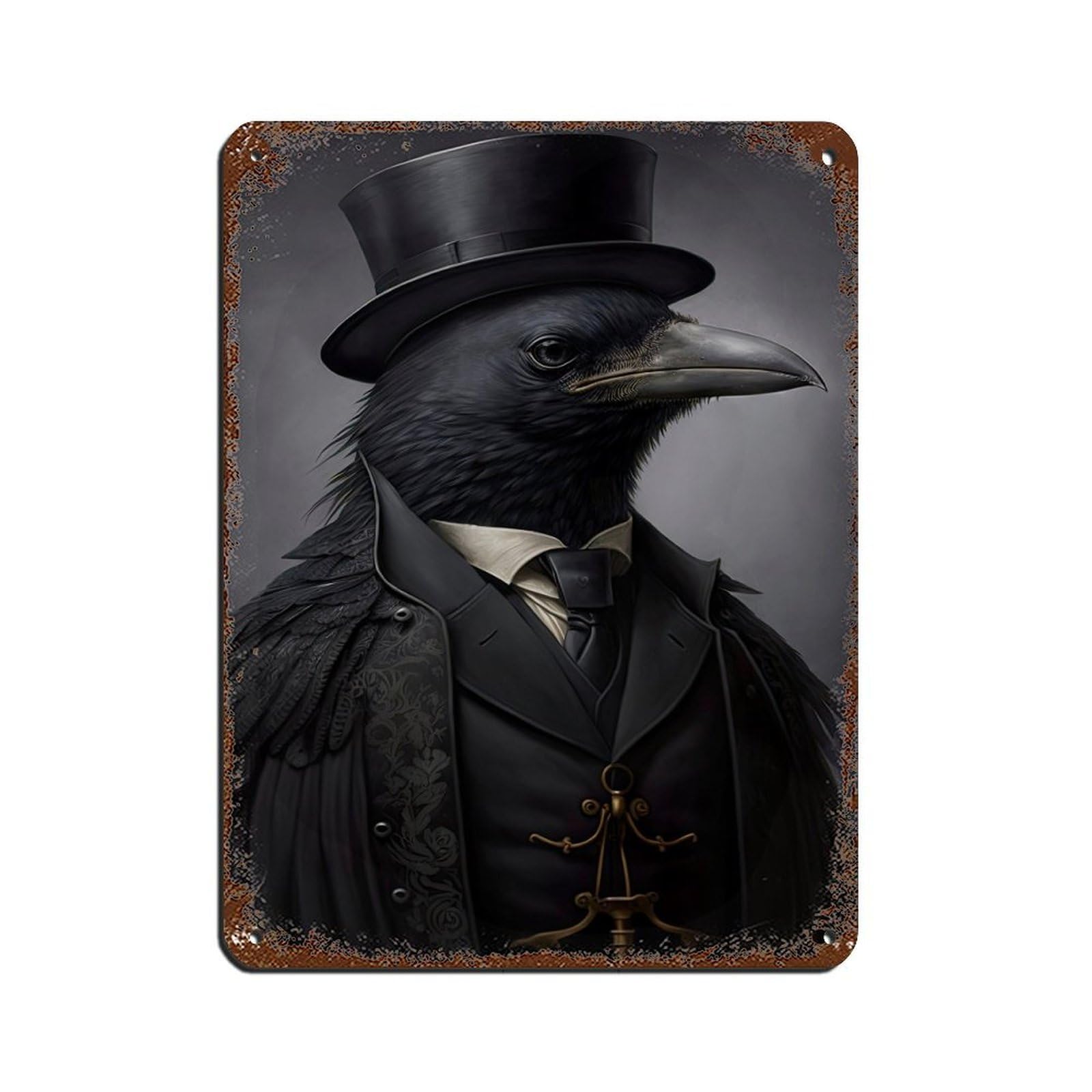Gothic Raven VintageArt Poster Tin Sign Vintage Metal Pub Club Cafe Bar Home Wall Art Decoration Poster Retro 12x16inch(30x40cm)