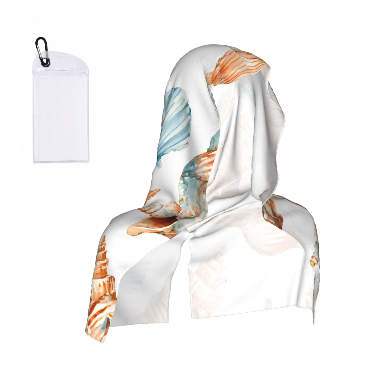 WXWJSHMGC Starfish Print Cooling Hoodie Towel, Cooling Towels For Neck And Face Sun Protection Instant Cool Hoodie(Sport/Camping/Work Out/Hot Weather)