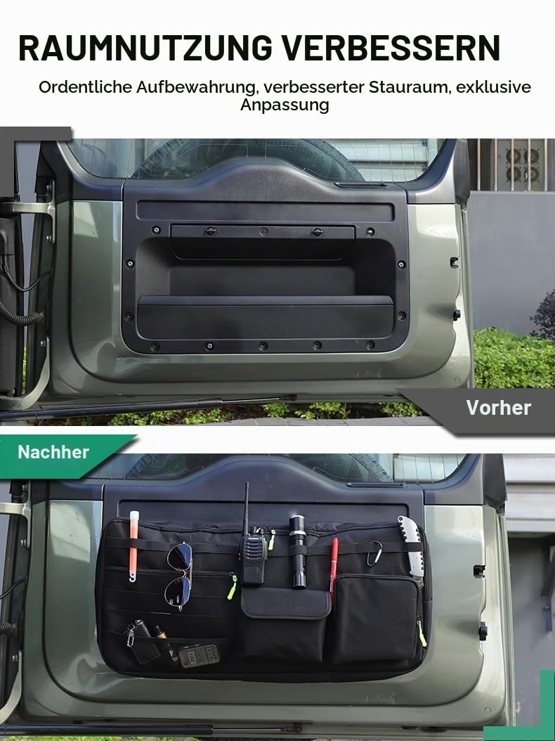 PIUGILH Auto Hecktür Hängetasche Geeignet für Land Rover Defender 2020-2025,Aufbewahrungstasche für Heckklappe für Land Rover Defender Zubehör,Auto Hecktür Organizer Zubehör
