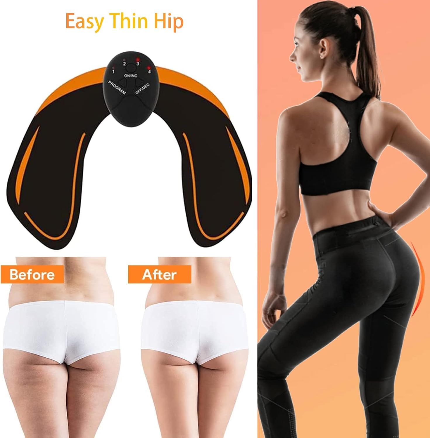 POCHY Electrostimulateurs Musculaire Fessier,Appareil de Fesse Intelligent Portable, 6 Modes et 9 Niveaux D'intensité,Home Office Gym Workout Équipement pour Fesse/Jambes Formation Hommes Femmes