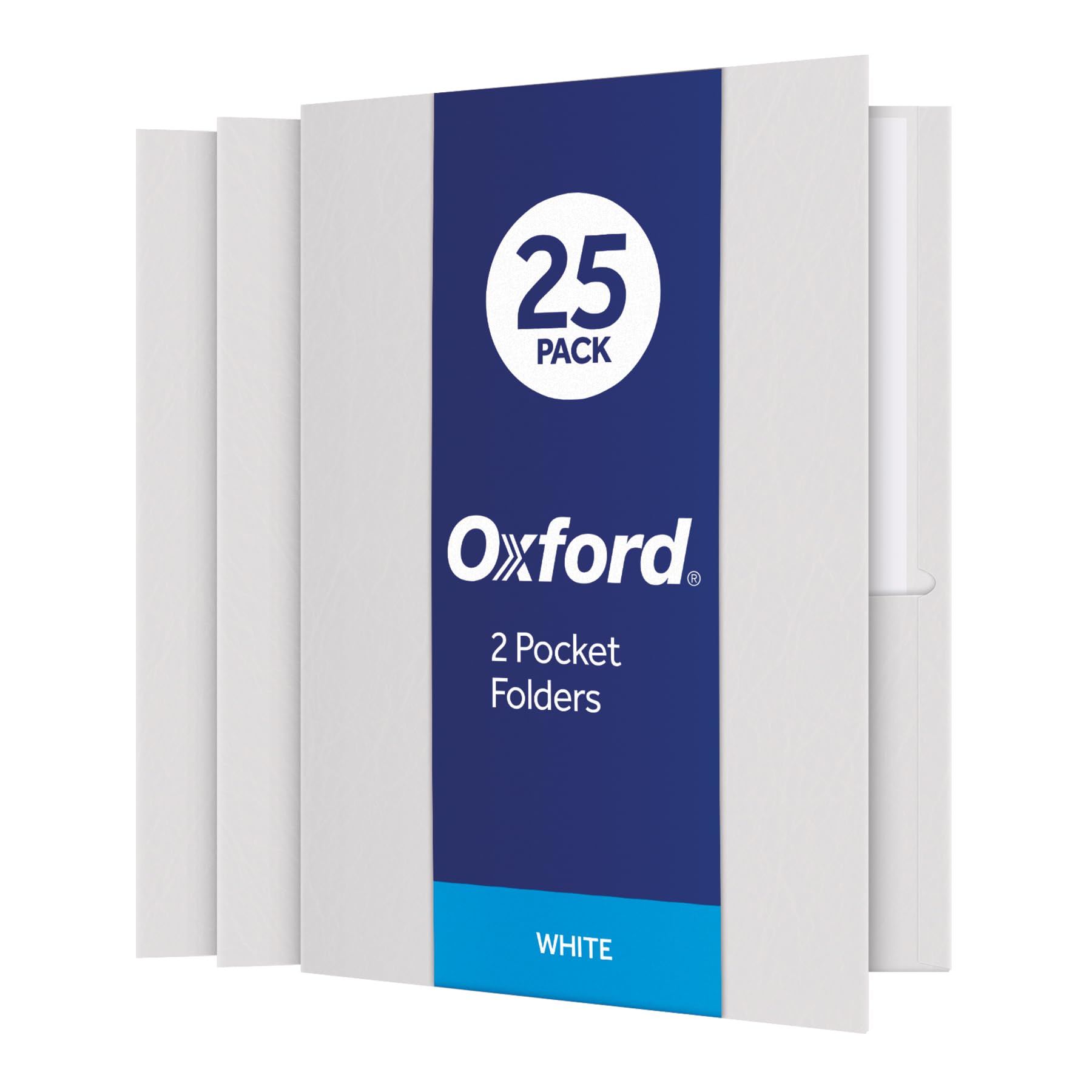 Oxford Twin-Pocket Folders, Textured Paper, Letter Size, White