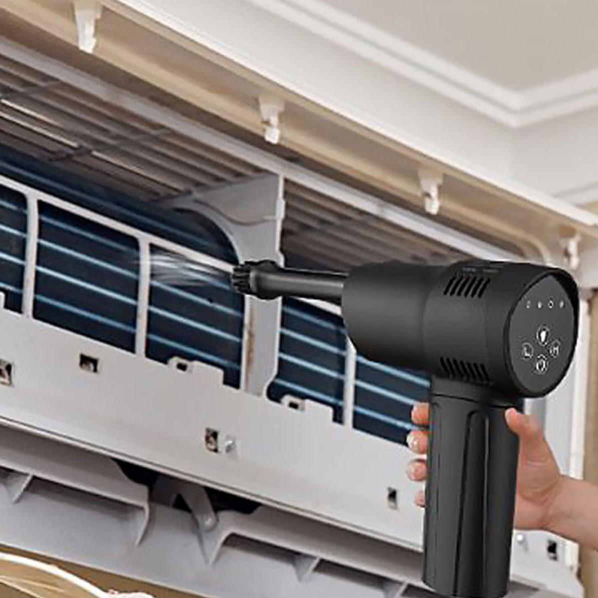 USHOBE Soffiatore Aria Compressa Elettrico Senza Fili Ricaricabile 6000 mAh Plastico Nero Bassa velocità per Pulizia Computer e Obiettivi Fotografici a Casa