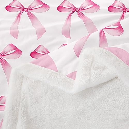 Miniatura 6 de Manfei Coquette Bows Flannel Fleece Throw Blanket 60"x80" Girly Cute Cartoon Bowknots Fuzzy Blanket for Sofa Couch Modern Chic Geometric All Season