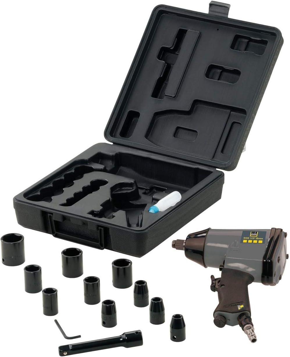 Schneider Druckluft GmbH Schneider airsystems SGS DGKD322820 Compressed Air Impact Wrench with Socket Set (10 Pieces), Pressure: 6.3 Bar