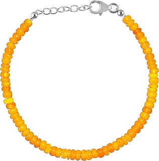 Real Orange Ethiopian Opal Bracelet, Natural Orange Opal Gemstone, Opal Gemstones Women Jewelry, Opal Birthstones, 925 Sterling Silver Bracelet, Chakra Healing Crystals