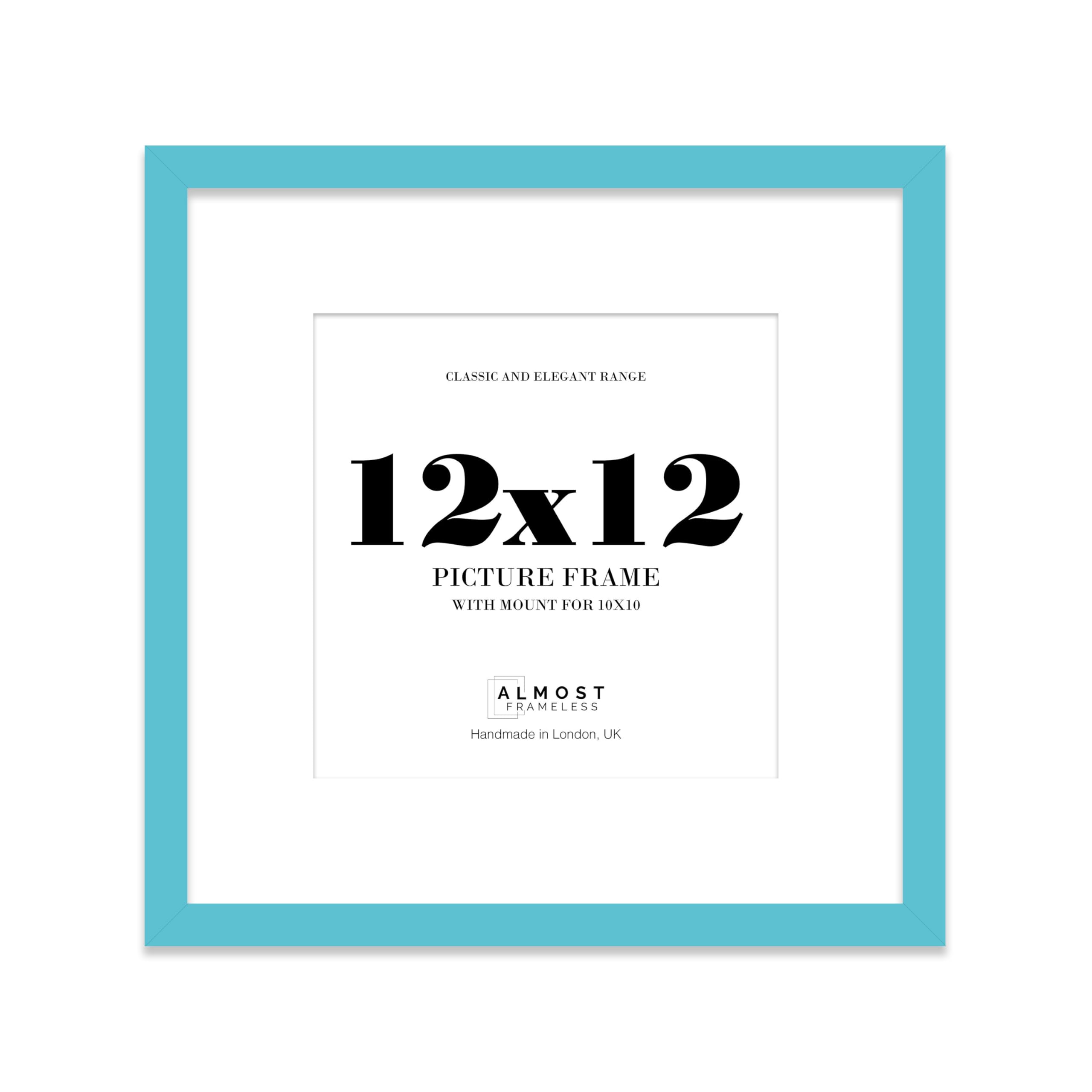 12x12 Turquoise Picture Frame with Mount for 10x10 Photos, Prints - Modern Square Wall Frame, 1 Pack