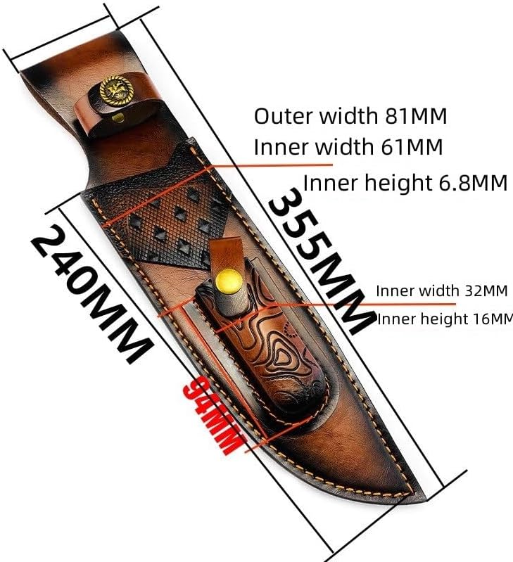 1PC Knife Sheath, 2 in 1 Leather Case for with Belt Loop and Snap Closure Fits for Outdoor Search, Rescue, Hiking