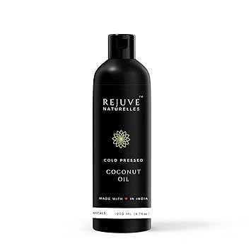 Rejuve Naturelles Cold Pressed Coconut Oil for Hair,Skin and Oil Pulling- 200ml Grade A Cold Pressed Coconut Oil Extracted in a Wooden Churner