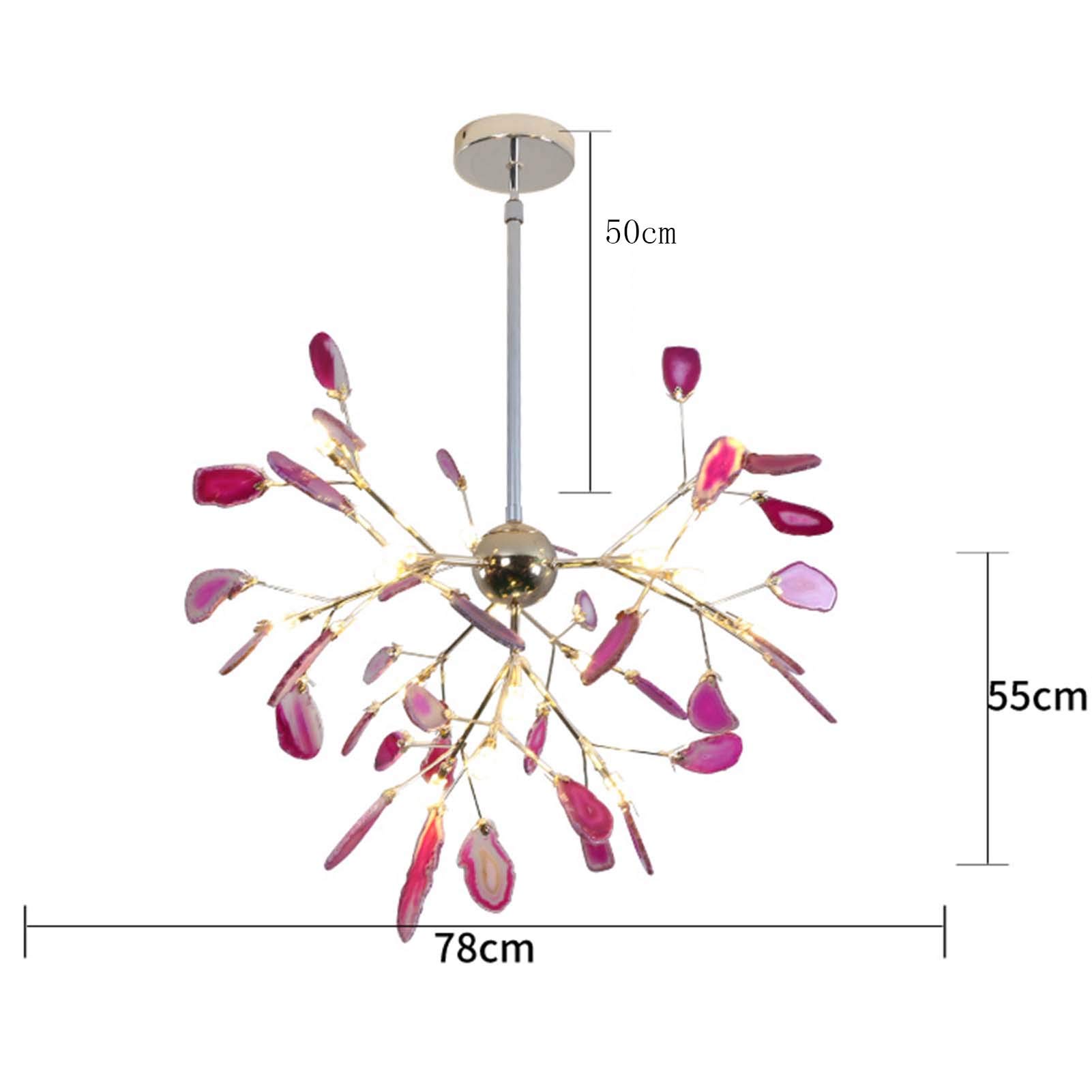 Sputnik żyrandol LED świetliki, 20 świateł, nowoczesny, agat, nordycka lampa sufitowa z regulacją wysokości, idealna na wyspę kuchenną i salon, złoty i różowy agat, 20 świateł