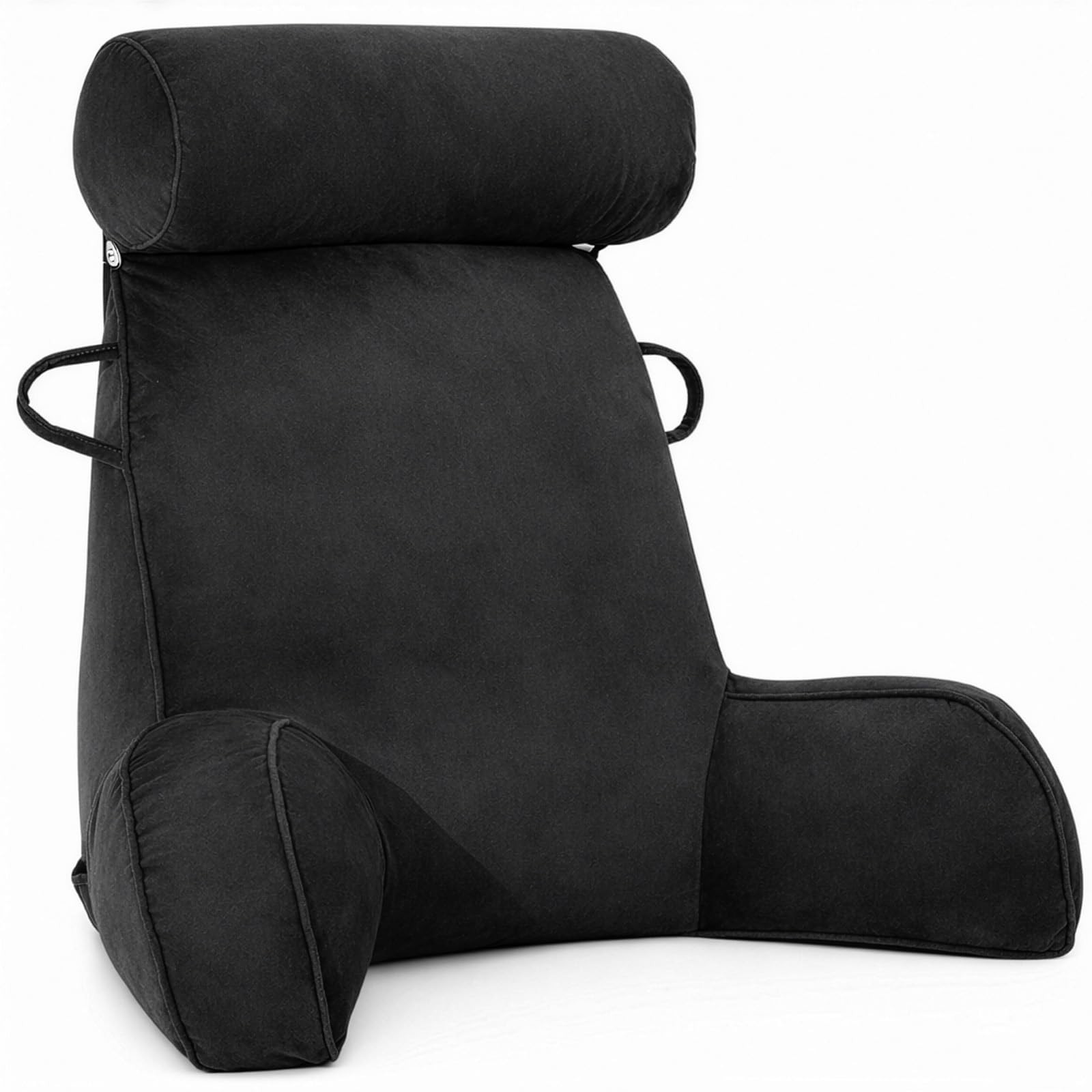 Reading Pillow, Cuddle Cushion with Detachable Neck Roll & Higher Support Arm, Backrest Support Pillow Lumbar Cushion Sofa Back Chair Bed Rest for Reading Relaxing Watching TV (78x57x49.3cm Black)