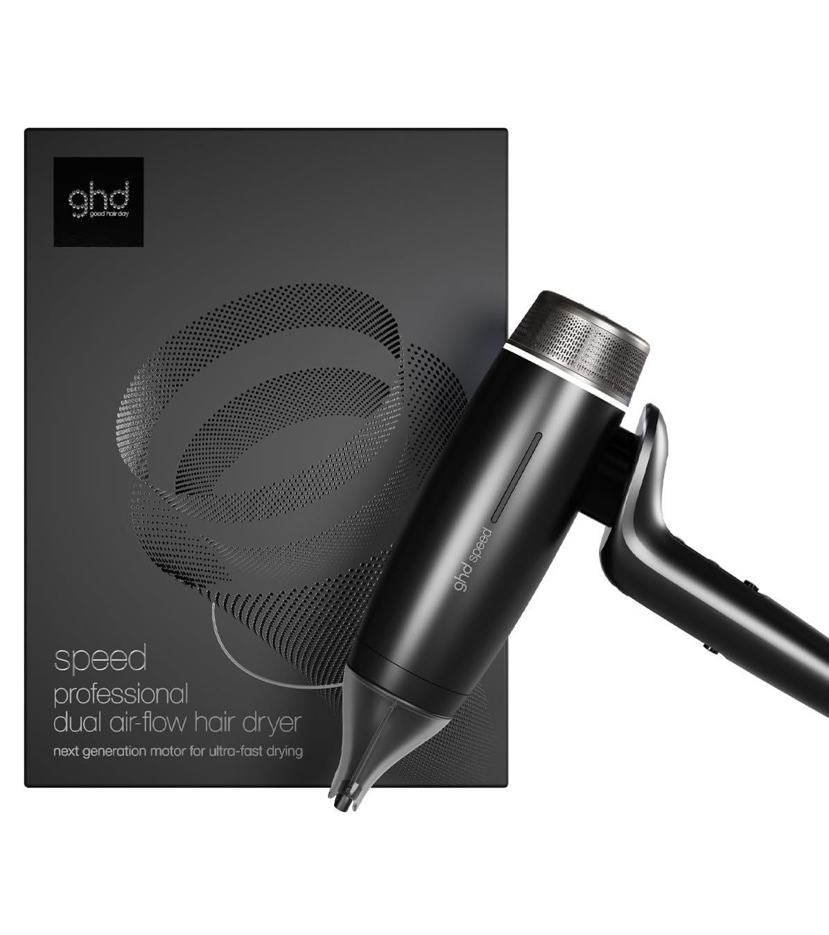 ghd Speed Ionic Hair Dryer in Black - Fast, Quick, Powerful Blow Dries with Control & No Heat Damage, ghd's Best Blow Dryer - for All Hair Types (UK Plug)