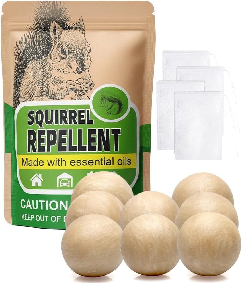 AUDQQM Squirrel Repellent, Chipmunk Repellent for Garden, Outdoor Squirrel Deterrent, Keep Squirrel & Chipmunk Away, Squirrels Repellant, Easy to Place for Yard, Attic & Bird Feeders- 8 Count