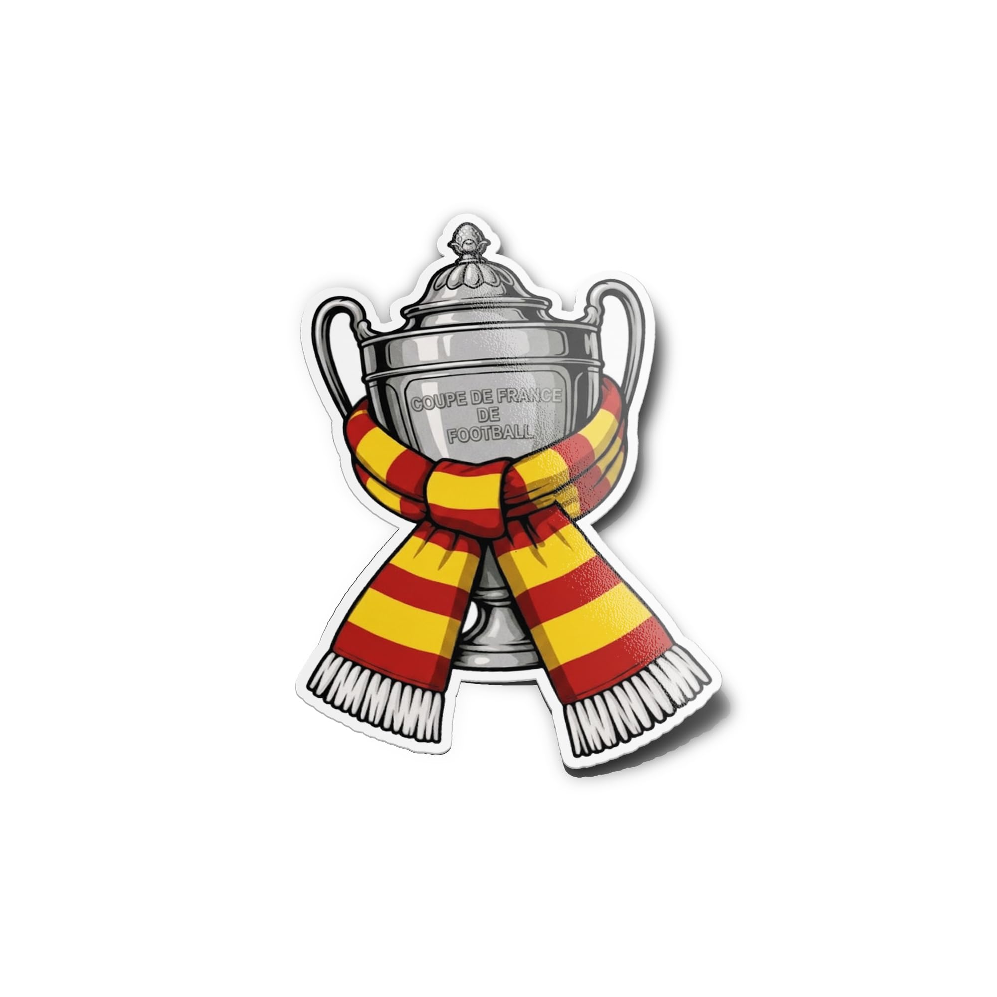 PACK AUTOCOLLANTS STICKERS Lens Coupe de France vinyle Résistant Eau Uv Découpe Forme Trophée Champions Football Déco écharpe supporters Pour Ordinateur Bouteille et Voiture Déco exterieur 9cm