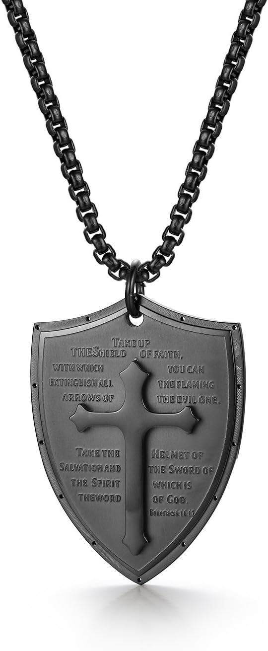 CupimatchCross Dog Tag Necklace: Men's Military Dog Tag Stainless Steel Necklace Cross with Zircon Engravable Religious Jewelry Gift Black for Fathers Day