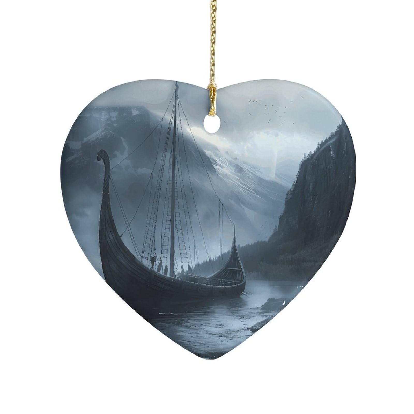 Fekiloot Style Vikings Boat Ceramic Ornament Home Decor Keepsake