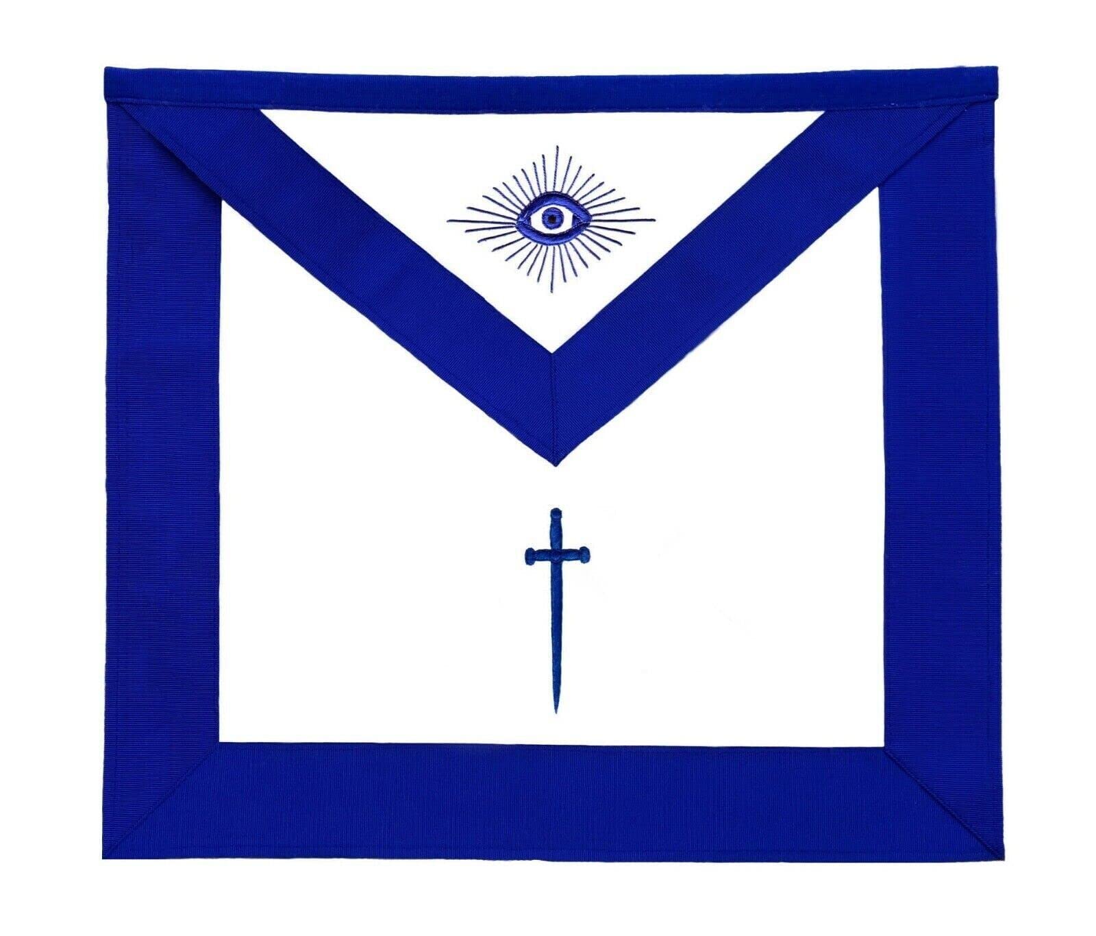 MASONIC REGALIA BLUE LODGE OFFICER TYLER APRON SILVER CHAIN COLLAR AND JEWEL