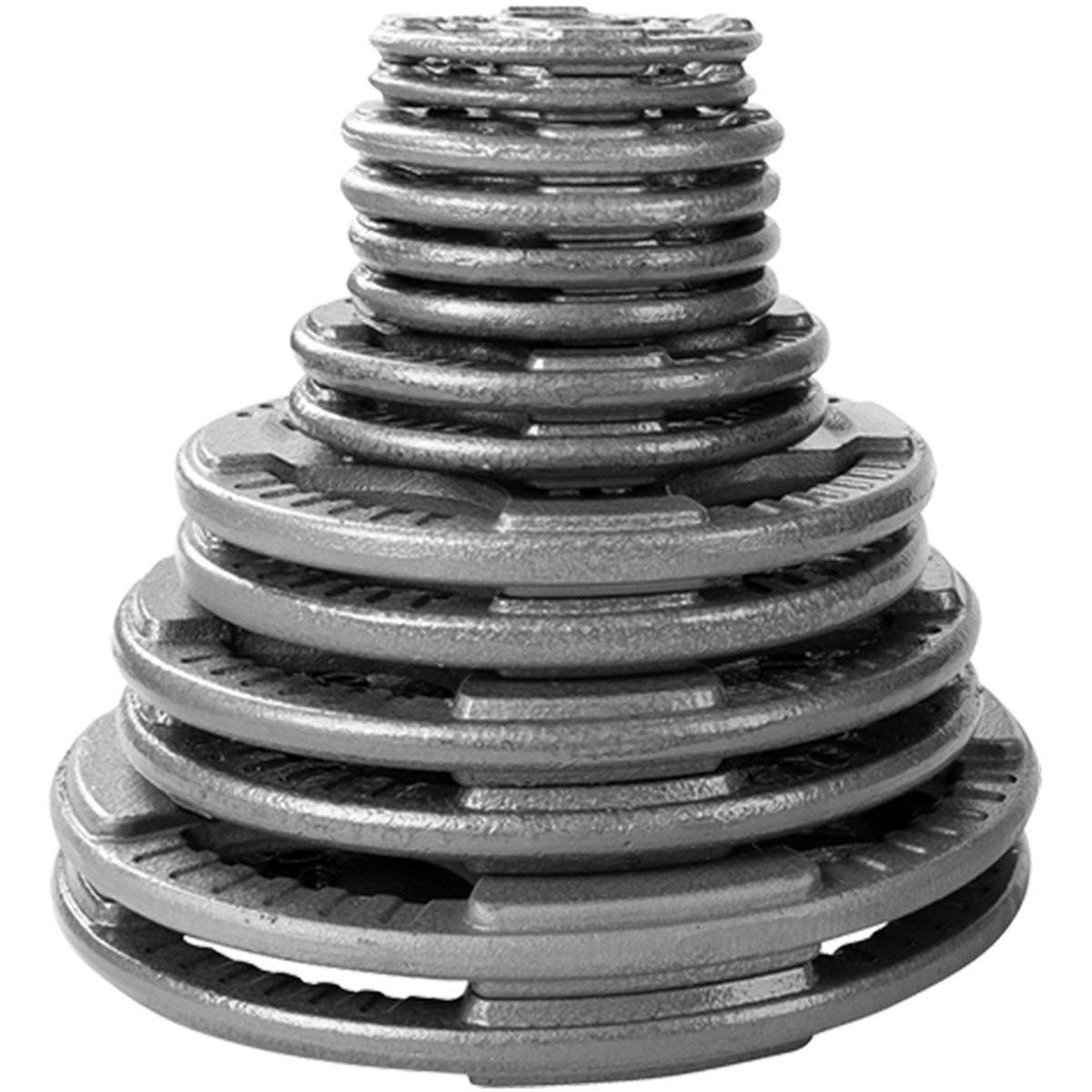 Body-Solid (OST455) Cast Iron Olympic Quad Grip Design Weight Plate Set - Free Weights, Dumbbell Plates, 2 Inch Standard Hole for All Barbell Types, 455 Pound Total Weight Sets