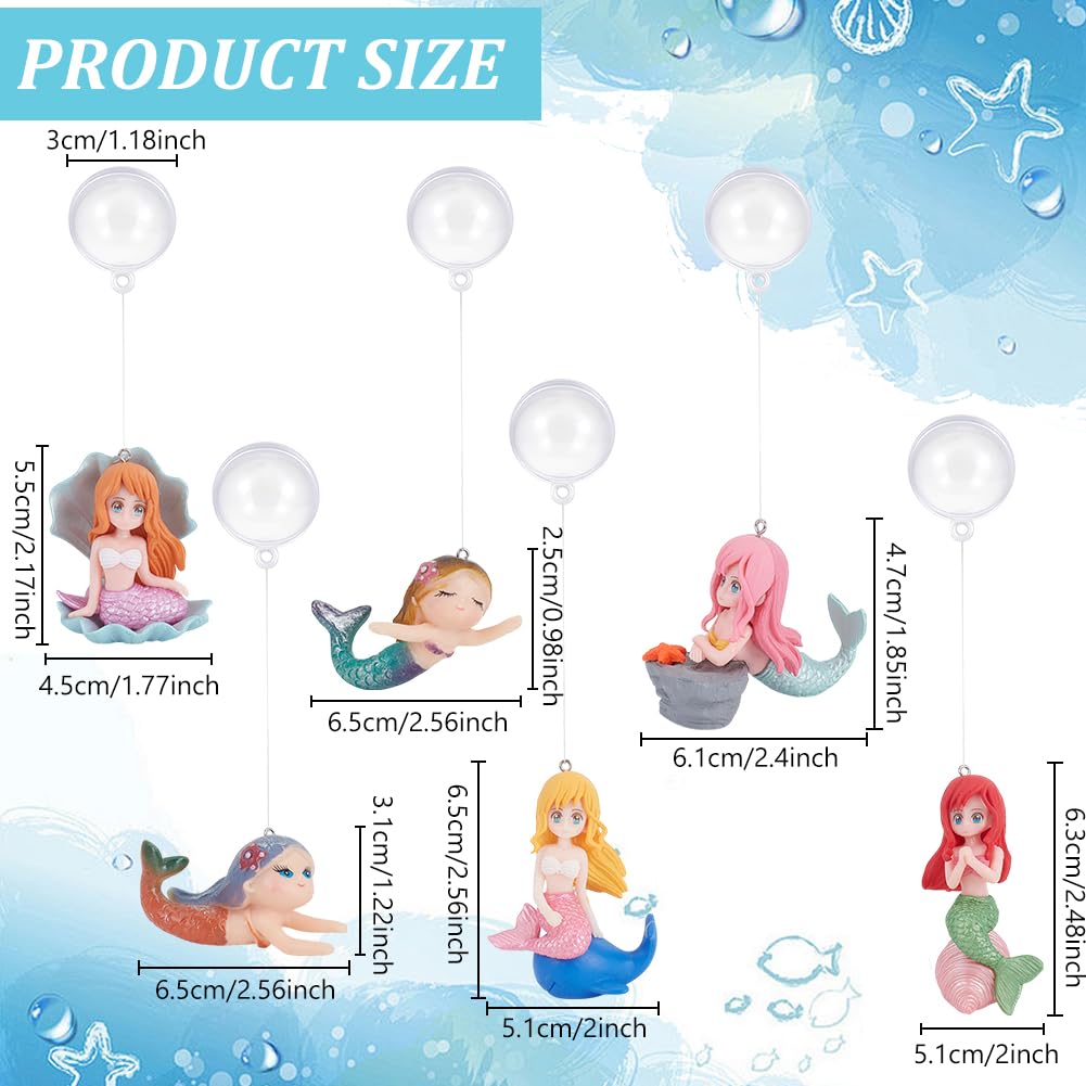 PLIGREAT 4 Pcs Floating Fish Tank Decorations, Cute Mermaid Aquarium Ornament Simulated Little Mermaid with Floating Device for Home Underwater World - Image 4