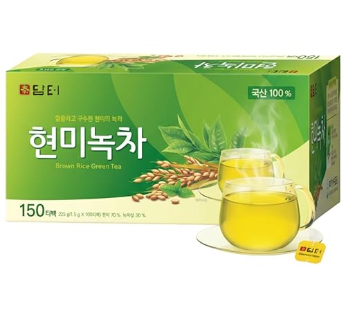 Damtuh Té verde coreano de arroz integral mezcla de Genmaicha tostada, sabor a nuez y refrescante, 150 bolsas de té (0.05 onzas cada una)